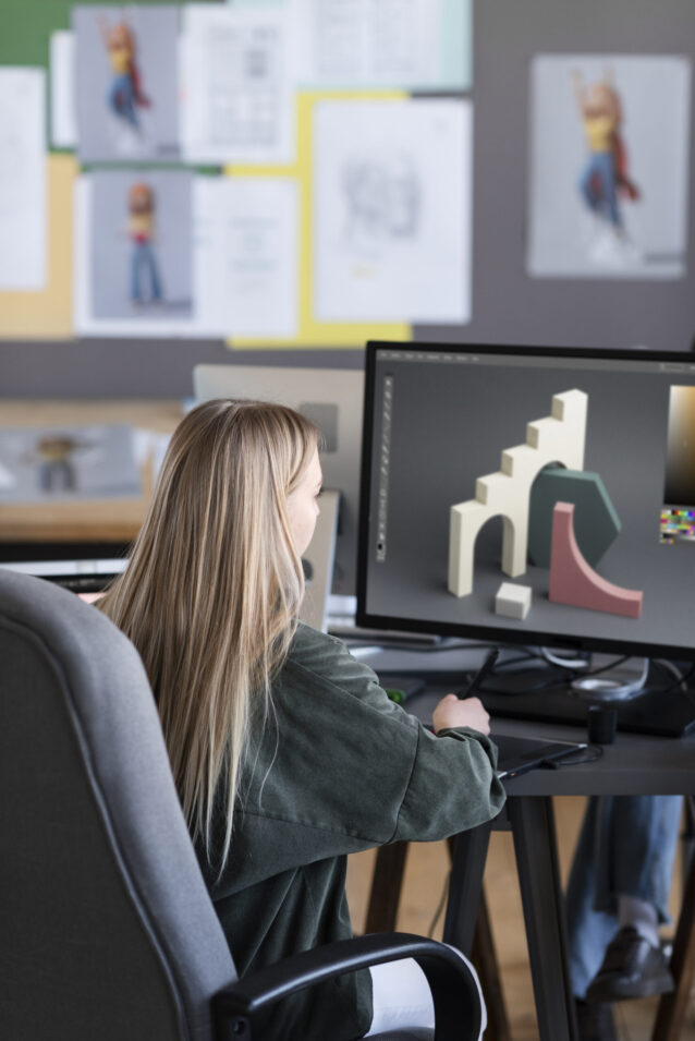 young-woman-working-animation-studio meditatii Bucuresti in sectorul 6